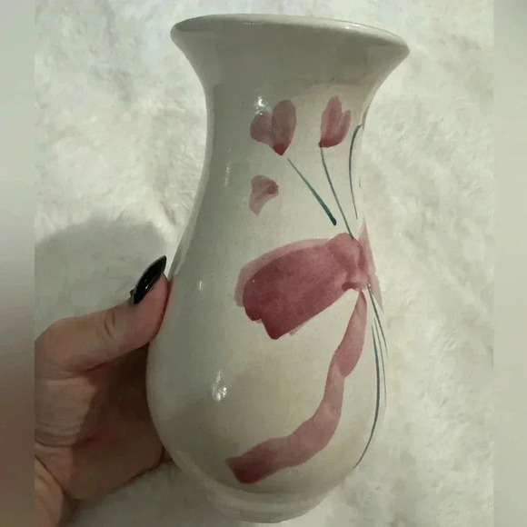 VTG Ceramic Pottery Flowers & Hearts Country Vase Cottagecore Glazed Grannycore - Picture 6 of 13